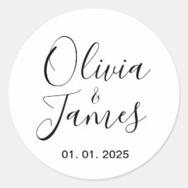 の結婚カップル名ラベル | 丸い白 ラウンドシール