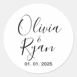 の結婚カップル名ラベル | 丸い白 ラウンドシール