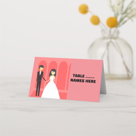 の結婚カップル折り畳み座席表、折りスタイル: プレイスカード (正面)