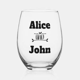 の結婚カップル新郎新婦ブラック ステムなしワイングラス