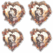 の結婚カップル水色ヴィンテージ シール (正面)