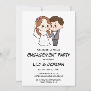 の結婚カップル漫画婚約招待状 招待状