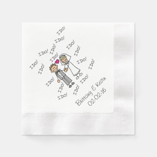 の結婚カップル私は紙ナパーソナライズされたプキンス 縁ありカクテルナプキン (正面)