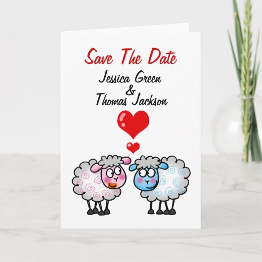 の結婚カップル、日付の保存 案内状 (正面)