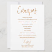 の結婚カナペスメニュー | スタイリッシュ金ゴールドバラ 招待状 (正面)