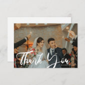 の結婚カラーフォトシックモダンタイポグラフィ3 サンキューカード (正面/裏面)