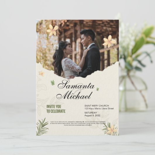 の結婚カードとエレガント写真 招待状 (スタンド正面)