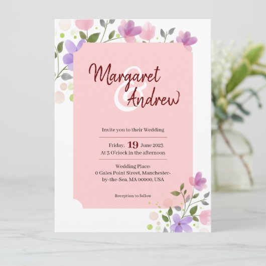 の結婚カードは上品でフローラのエレガントデザイン カード (スタンド正面)