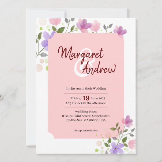 の結婚カードは上品でフローラのエレガントデザイン カード (正面)