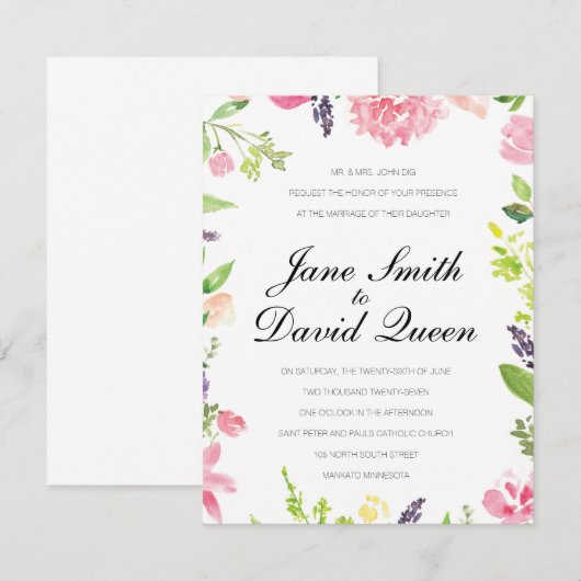 の結婚カード 招待状 (正面/裏面)