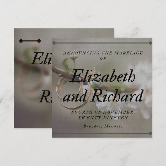 の結婚カード 招待状 (正面/裏面)