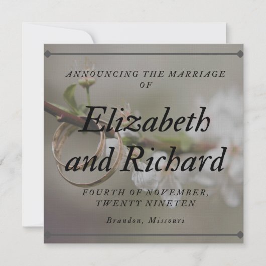 の結婚カード 招待状 (正面)