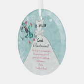 の結婚ガウンの花嫁付き蝶は色を選択 ガラスオーナメント (正面左)