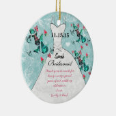 の結婚ガウンの花嫁付き蝶は色を選択 セラミックオーナメント (右)