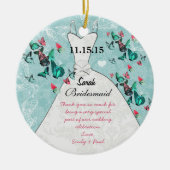 の結婚ガウンの花嫁付き蝶は色を選択 セラミックオーナメント (正面)