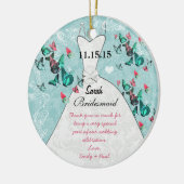 の結婚ガウンの花嫁付き蝶は色を選択 セラミックオーナメント (左)