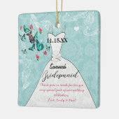 の結婚ガウンの花嫁付き蝶は色を選択 セラミックオーナメント (左)