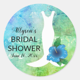 の結婚ガウンビーチをテーマにしたブライダルシャワー ラウンドシール