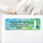 の結婚ガウンビーチをテーマにしたブライダルシャワー ラベル (インサイチュ)