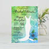 の結婚ガウンビーチをテーマにしたブライダルシャワー 招待状 (スタンド正面)