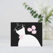 の結婚ガウンピンクの黒いパステル水平 ポストカード (スタンド正面)