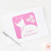 の結婚ガウンピンクの「ブライダルシャワー」のステッカー正方形 スクエアシール (封筒)