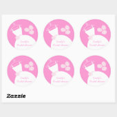 の結婚ガウンピンクの「ブライダルシャワー」のステッカー ラウンドシール (シート)