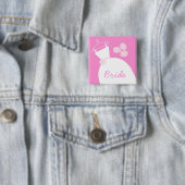 の結婚ガウンピンクの「花嫁」の広場 缶バッジ (インサイチュ)