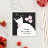 の結婚ガウンピンクブライダルシャワー'文字'ブラック スタンダードカクテルナプキン (インサイチュ)