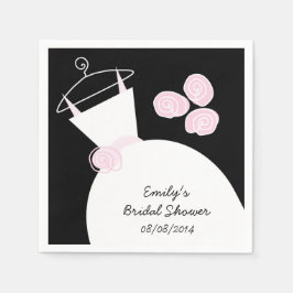 の結婚ガウンピンクブライダルシャワー'文字'ブラック スタンダードカクテルナプキン