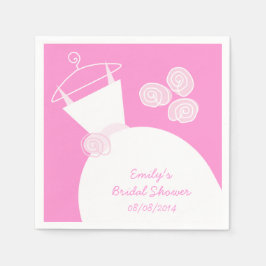 の結婚ガウンピンクブライダルシャワー'文字' スタンダードカクテルナプキン