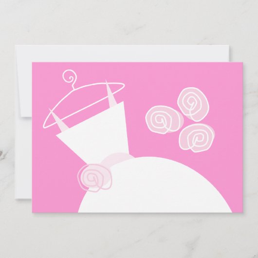 の結婚ガウンピンクブライダルシャワー横白 招待状 (正面)