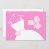 の結婚ガウンピンクブライダルシャワー横白 招待状 (正面/裏面)