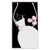 の結婚ガウンピンク抱き枕ブラック淡い色のピンク スモールペーパーバッグ (裏面)