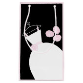 の結婚ガウンピンク抱き枕ブラック淡い色のピンク スモールペーパーバッグ (正面)