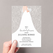 の結婚ガウンフローラブライダルシャワー アクリル招待状 (インサイチュ (ポータブル))