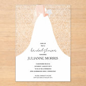 の結婚ガウンフローラブライダルシャワー アクリル招待状 (正面)