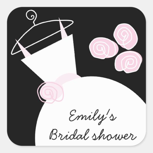 の結婚ガウンブライダルシャワースクエアブラック スクエアシール (正面)