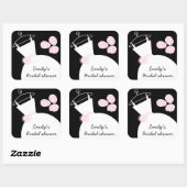 の結婚ガウンブライダルシャワースクエアブラック スクエアシール (シート)