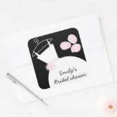 の結婚ガウンブライダルシャワースクエアブラック スクエアシール (封筒)