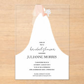 の結婚ガウンブライダルシャワー アクリル招待状 (正面)