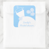 の結婚ガウンブルー'ブライダルシャワー'のステッカー正方形 スクエアシール (バッグ)