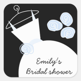の結婚ガウンブルー'ブライダルシャワー'スクエアブラック スクエアシール