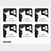 の結婚ガウンブルー'ブライダルシャワー'スクエアブラック スクエアシール (シート)