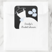 の結婚ガウンブルー'ブライダルシャワー'スクエアブラック スクエアシール (バッグ)