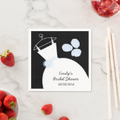 の結婚ガウンブルーブライダルシャワー'文字'ブラック スタンダードカクテルナプキン (インサイチュ)