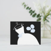 の結婚ガウンブルーブラックパステル水平 ポストカード (スタンド正面)