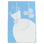 の結婚ガウンブルー抱き枕中 ミディアムペーパーバッグ (裏面)