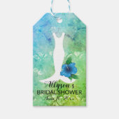 の結婚ガウン熱帯をテーマにしたブライダルシャワー ギフトタグ (正面)