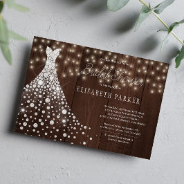 の結婚ガウン素朴な納屋の木材ブライダルシャワー 招待状